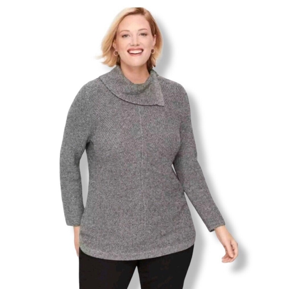 Talbots Marled Split Neck Tunic Sweater Size Medium
